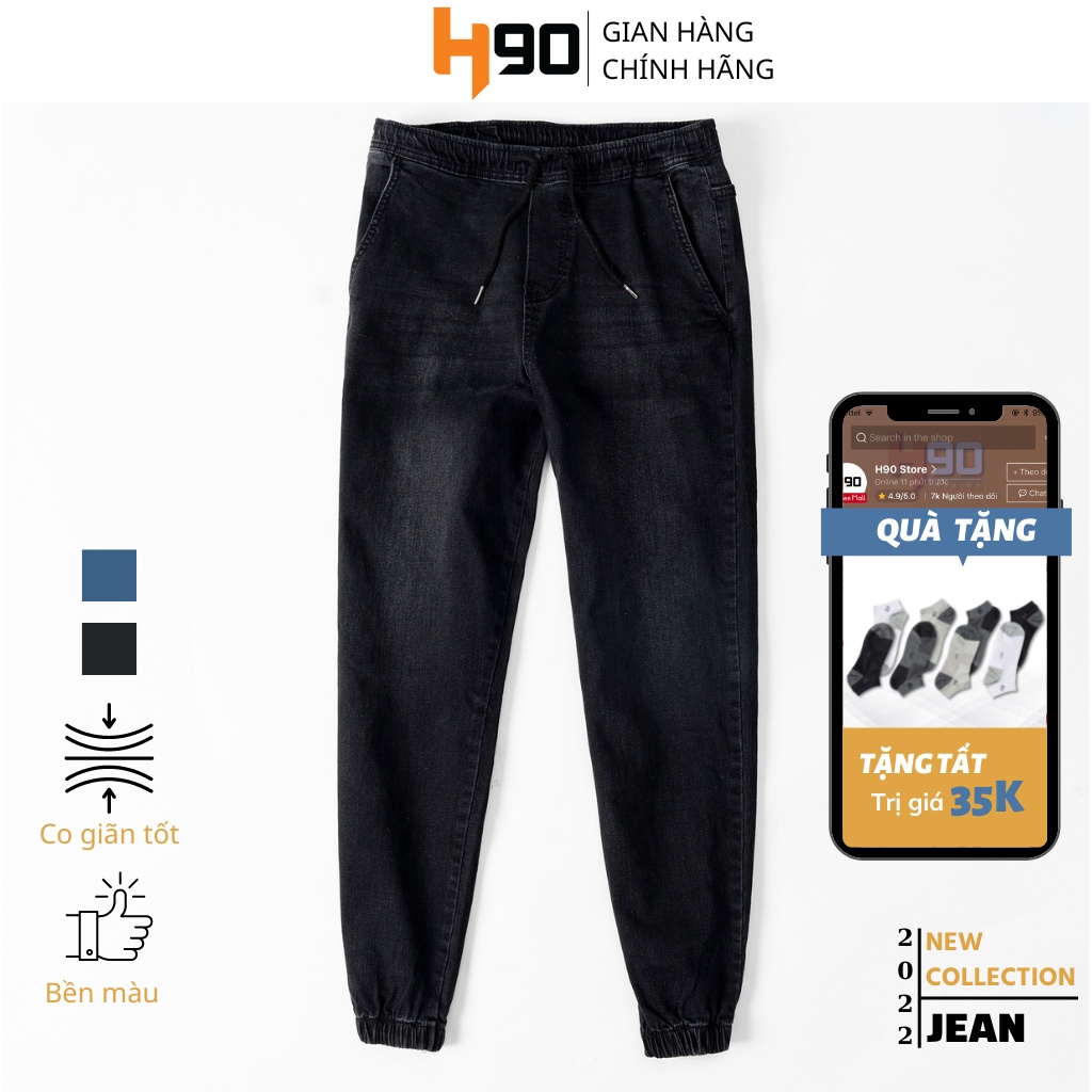 Quần Jogger Jean Nam H90 Jogger Nam Dáng Ôm SLimfit Bo Gấu Chất Bò Co Giãn Cao Cấp Thoải Mái Vận Động TRJ007