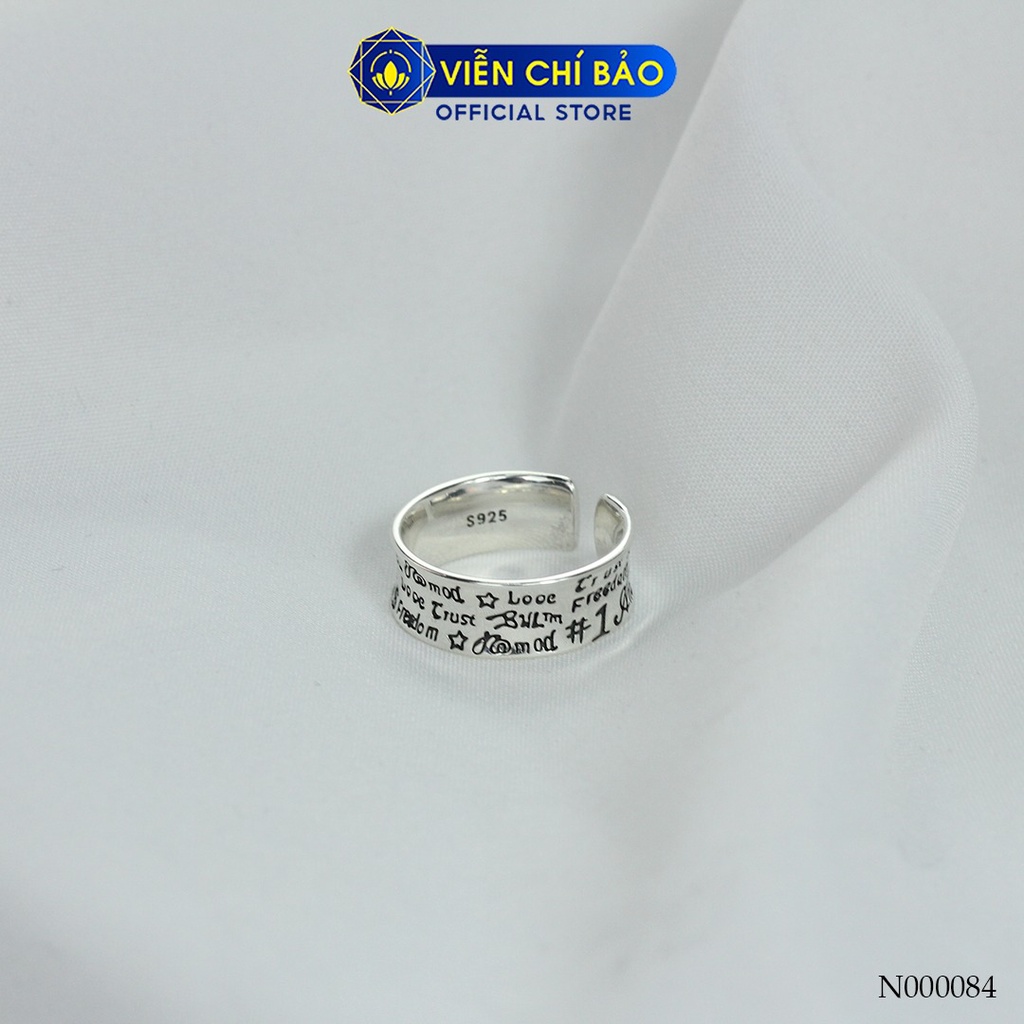 Nhẫn chữ cá tính chất liệu bạc Thái 925 thời trang phụ kiện trang sức nữ Viễn Chí Bảo N000084