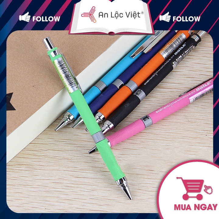 Set 2 Bút chì bấm cơ khí Baile BL-519B ngòi 2B, kích thước 0.5mm - 0.7mm