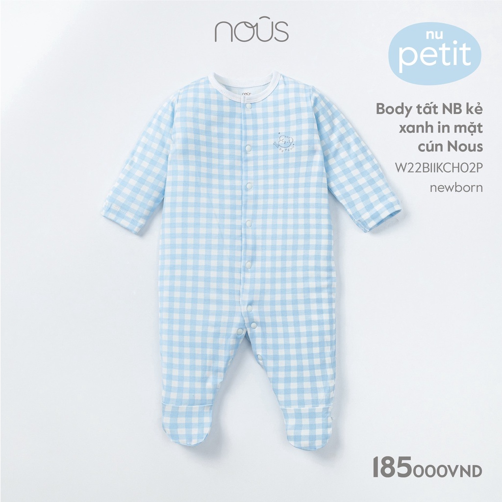 Bộ body sơ sinh liền tất  Nous newborn hoạ tiết