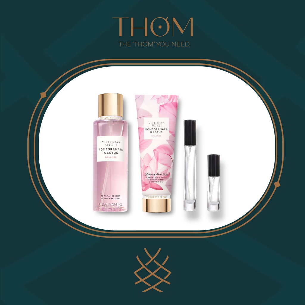 [5ML 10ML 33ML] POMEGRANATE &amp; LOTUS Sản phẩm Victoria's Secret Natural Beauty Xịt thơm Body Mist Dưỡng Thể Lotion