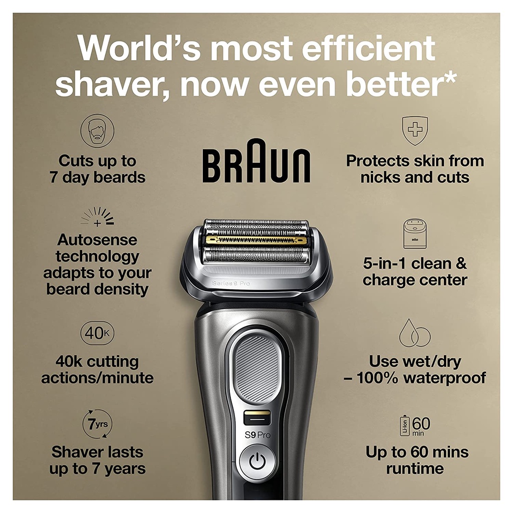 MÁY CẠO RÂU BRAUN SERIES 9 PRO 9465CC ,BẢO HÀNH 2 NĂM