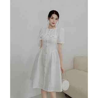 Đầm trắng midi bigsize tiểu thư cực sang (thời trang bigsize vicky.g anitagreen) - G1122