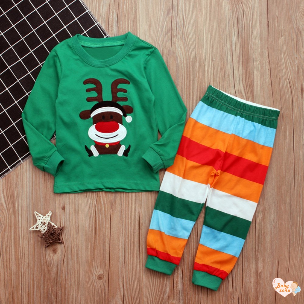 Babyzone Bộ Đồ Hai Mảnh Mặc Ở Nhà Phong Cách Giáng Sinh Ngọt Ngào Dành Cho Bé Trai Bé Gái