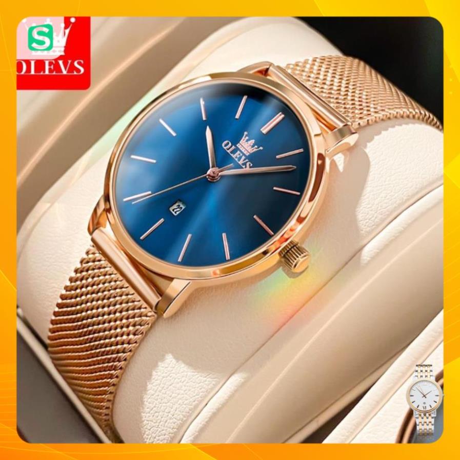 Đồng hồ đeo tay OLEVS 5869 dây đeo thép lưới siêu mỏng có lịch chống thấm nước thời trang cho nữ