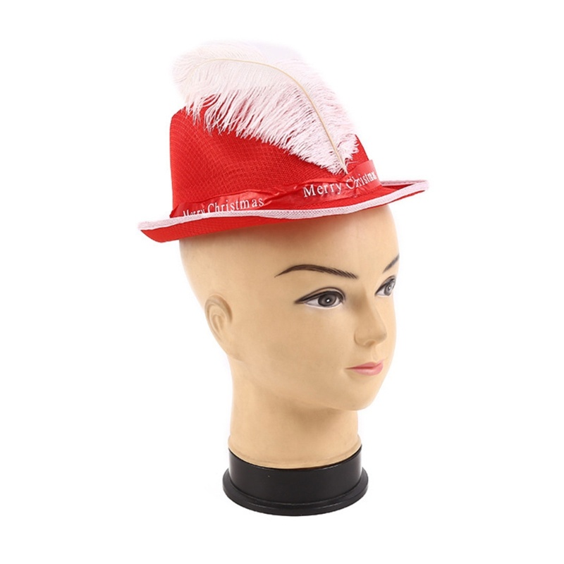 Mũ Cao Bồi Bằng Vải Nỉ Màu Sắc Đỏ Phong Cách Giáng Sinh Dành Cho Nữ