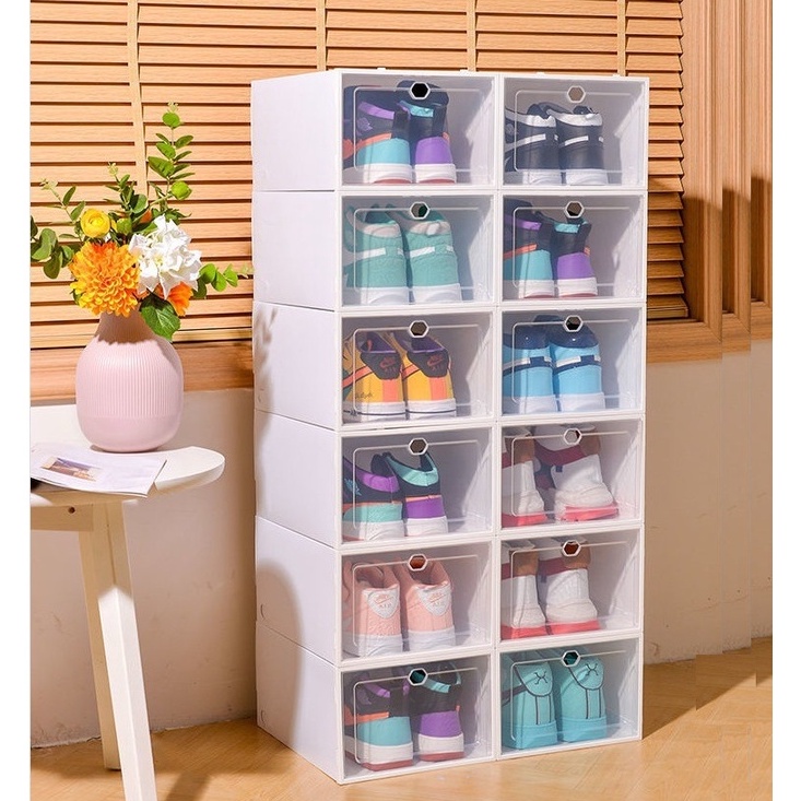 Combo 10 Hộp Đựng Giày Dép, Tủ Lắp Ráp Bảo Quản Giày Nắp Nhựa Cứng Size Lớn Nhiều Màu
