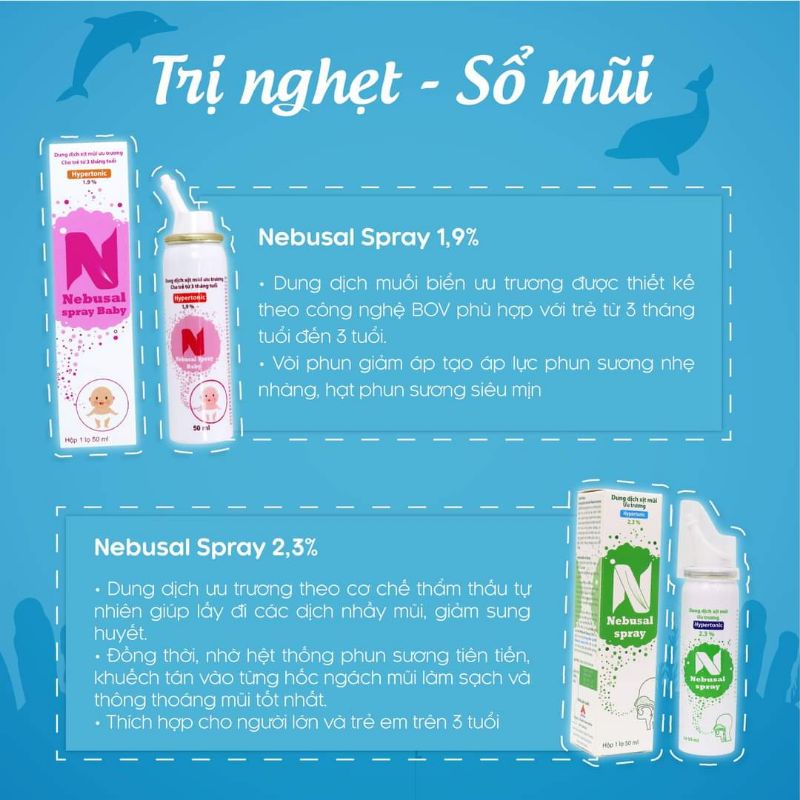 Nebusal 1,9 % Xịt mũi muối biển ưu trương cho bé từ 3 tháng đến 3 tuổi