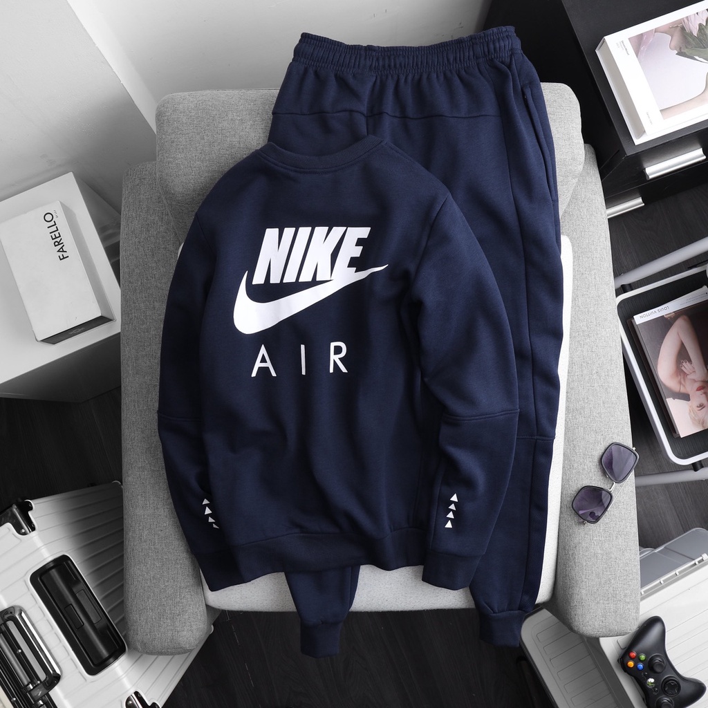 Quần áo Nike Air Tracksuits chất liệu nỉ cotton dày dặn không bai nhão, không xù, logo in lụa siêu bền B54 BLACANIGA