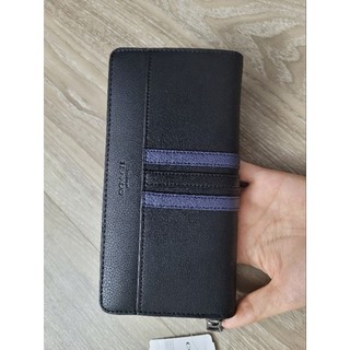Ví coạch da thật phối da cavas logo truyền thống