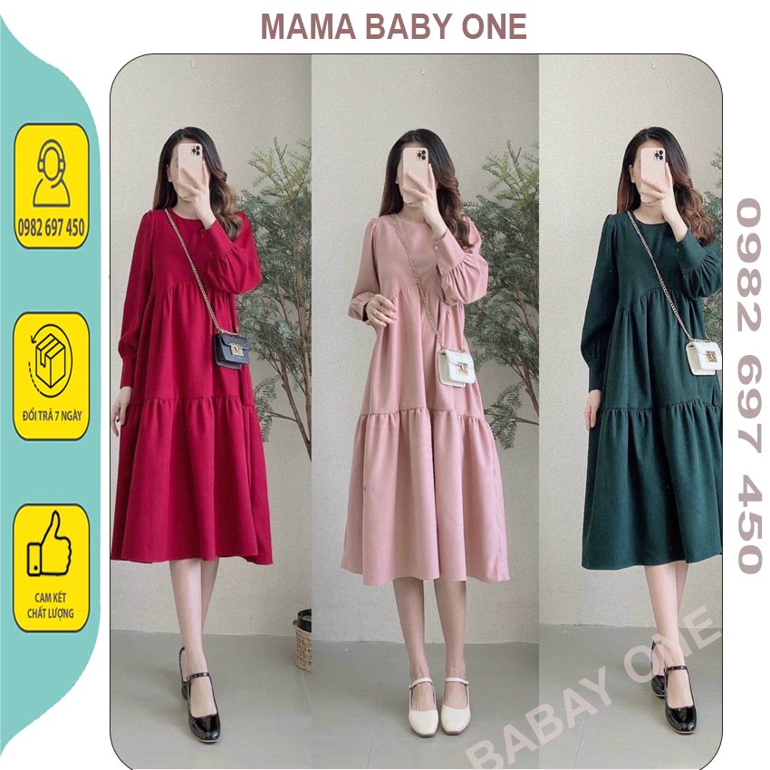 VÁY BẦU CÔNG SỞ-ĐẦM BẦU THU ĐÔNG THIẾT KẾ DÁNG XUÔNG DÀI CỔ TRONG CHẤT NHUNG TĂM SIÊU SANG CHO MẸ DIỆN..