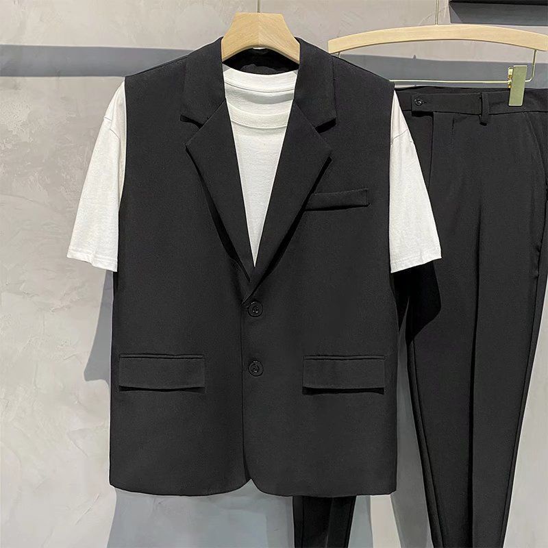 Áo blazer nam hàn quốc vintage unisex bigsize áo khoác  Áo Khoác vest Không Tay Phong Cách Hàn Quốc Cho Nam