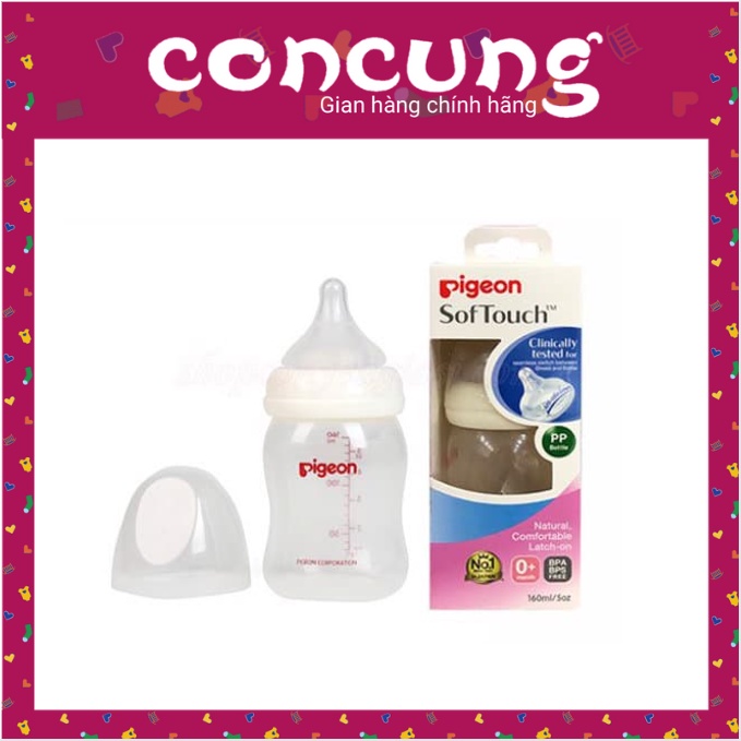 ♥ĐỦ SIZE♥ Bình Sữa Pigeon Cổ Rộng PP Plus 160ML/260ML/330ML