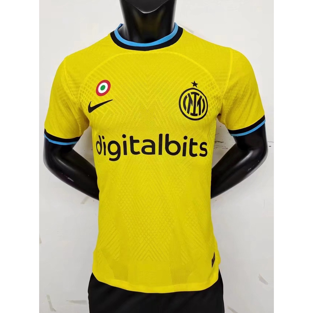 Áo Thun Bóng Đá Tay Ngắn Phiên Bản Đội Inter Milan Màu Vàng 2223 Chất Lượng Cao