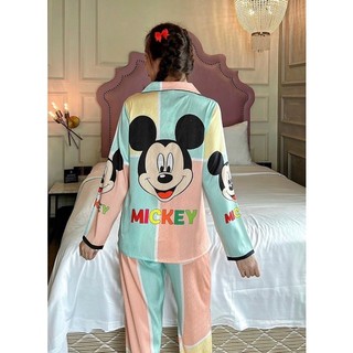 Đồ bộ lụa xước cao cấp Mickey