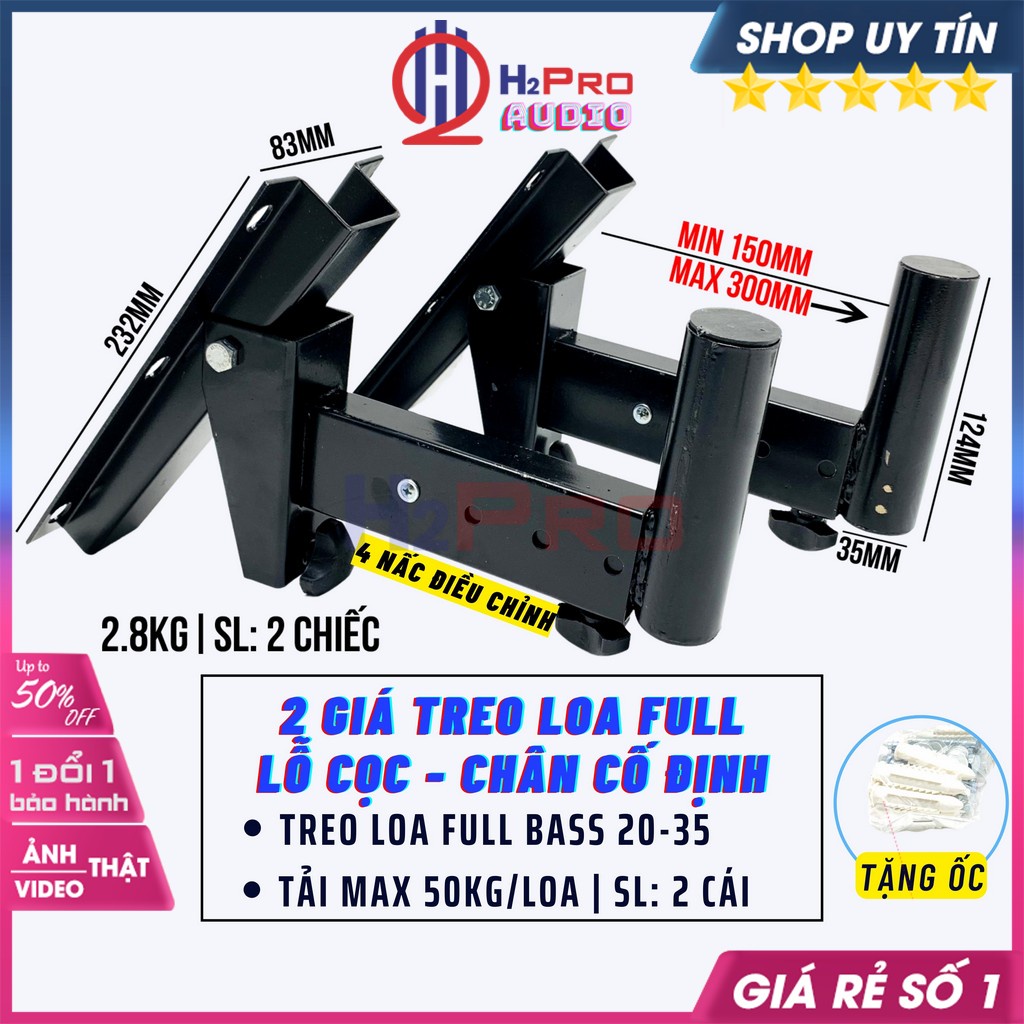 2 Giá Treo Loa Full 30 Chân Cố Định, Giá Cọ.c Treo Loa Đứng Cao Cấp Chịu Tải 50kg - Chắc Chắn, Tặng Bộ Ốc 30K-H2proAudio