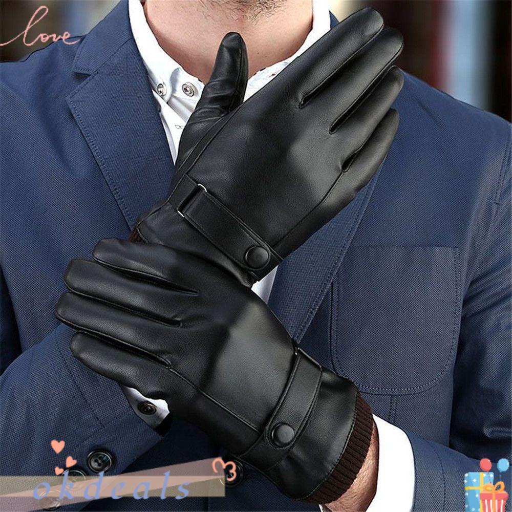 Găng Tay Da Lót Lông Cừu Giữ Ấm Chạm Màn Hình Cảm Ứng Phong Cách Doanh Nhân Cho Nam