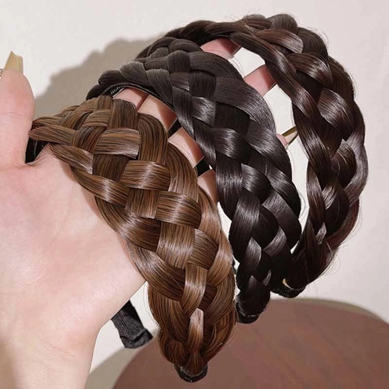 Cài Tóc Giả Thắt Bím / Băng Đô Bản Rộng Phong Cách Ngọt Ngào