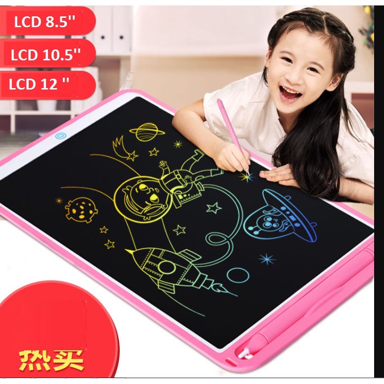 ( Tặng Pin ) Bảng viết, bảng vẽ điện tử thông minh tự động xóa cho bé, 8''5 inch