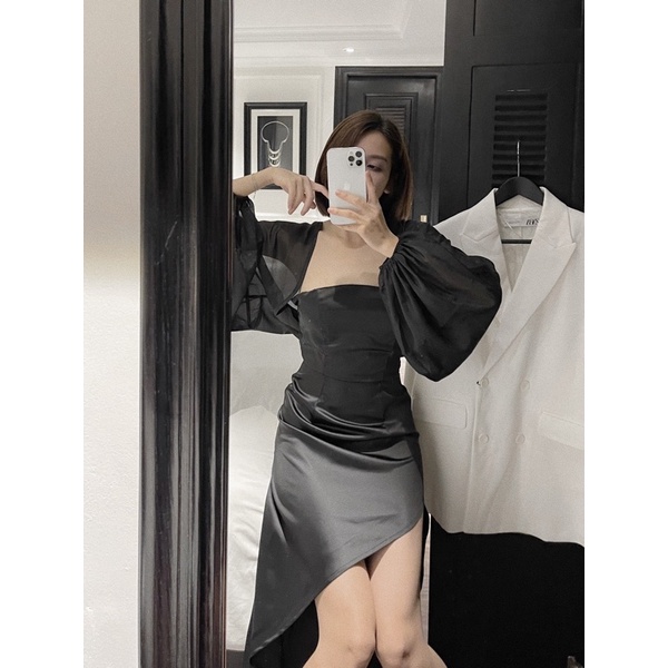 Bộ Váy Lụa Kèm Áo Khoác