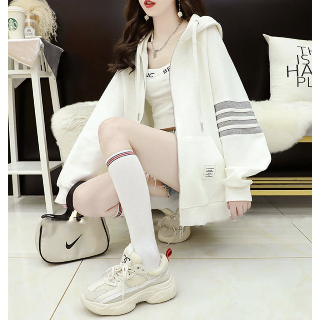 (Thanh Lý Hàng Đông) Áo khoác hoodie cardigan có khóa K88 phối viền tay 3 màu, Áo nỉ Thu Đông Form rộng mới nhất 2022 | BigBuy360 - bigbuy360.vn