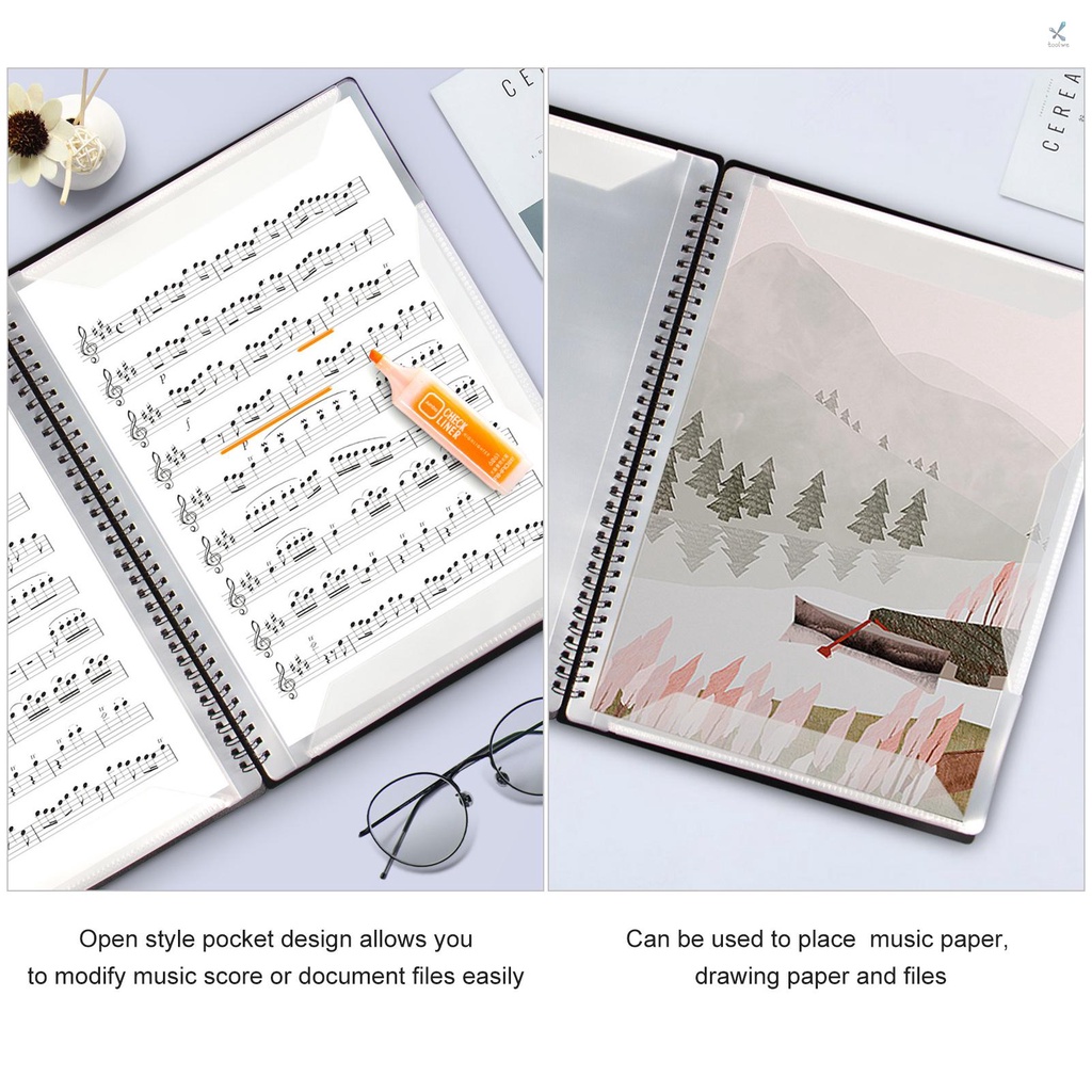 Bìa Giấy Đựng Bản Nhạc 40 Ngăn Phẳng FB-04 A4 Cho Đàn Guitar Violin