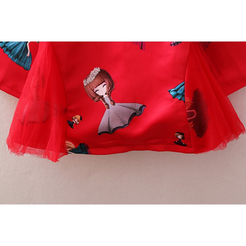 Đầm Sườn Xám Tay Dài Phong Cách Trung Hoa Thời Trang Xuân Thu Cho Bé Gái AKKU