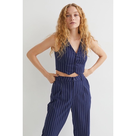 Áo vét gile nữ sẻ sọc dọc của H&M - Nhật