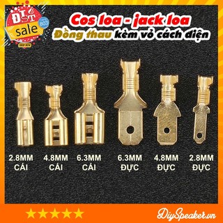 Cos loa - jack loa đồng thau kèm vỏ cách điện nhiều cỡ - cos đồng - đồng vàng - chân cắm loa đực cái