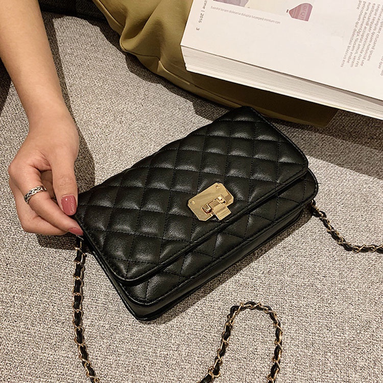 Túi Đeo Chéo Dây Xích Hình Thoi Phong Cách Hàn Quốc Dễ Phối Đồ Cho Nữ