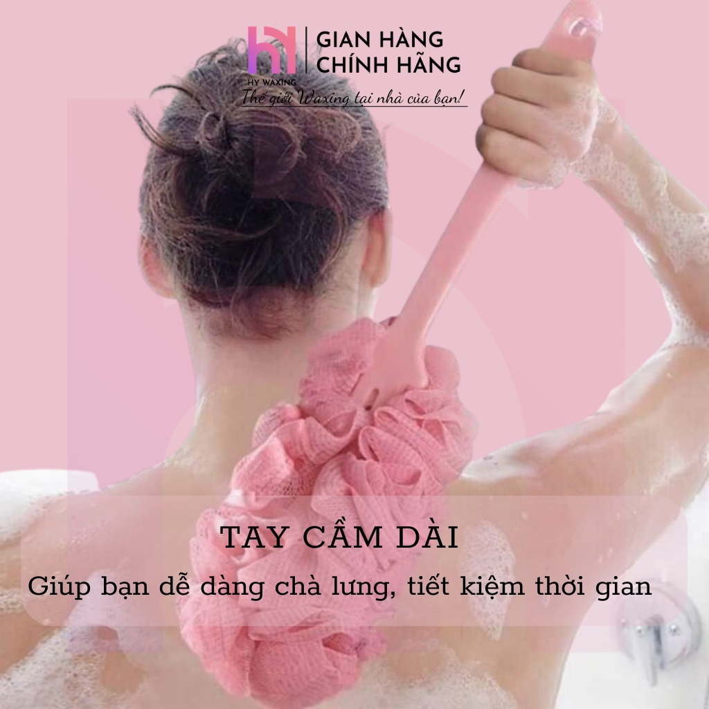 [CHE TÊN] Bông Tắm Chà Lưng Siêu Mềm Cán Dài Tạo Bọt HY WAXING Giúp Tẩy Da Chết 5009