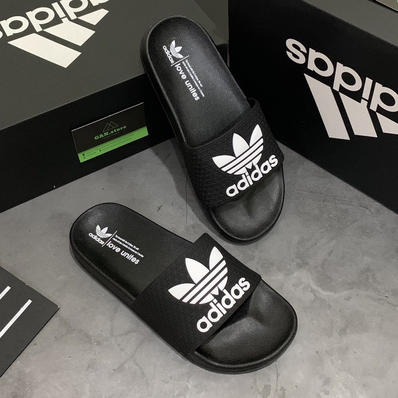 DÉP ADIDAS ADILETTE TRẮNG LOGO ĐEN - Xinh xắn full box