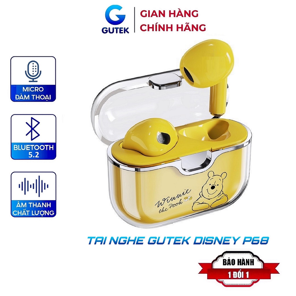 Tai nghe bluetooth không dây Gutek Disney P68 chính hãng nút cảm ứng âm thanh HIFI có mic đàm thoại