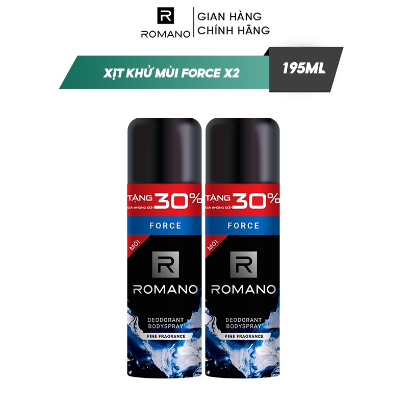 Combo 2 Xịt toàn thân ngăn mồ hôi và mùi cơ thể Romano Attitude/Gentleman/Force/Classic 195ml/chai - 4 Mùi hương có sẵn