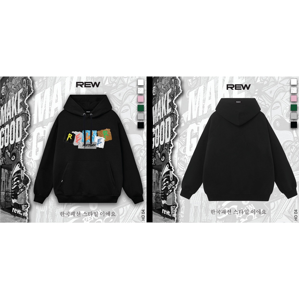 Áo hoodie local brand rew form rộng unisex dành cho cả nam và nữ mẫu rewer - ảnh sản phẩm 6