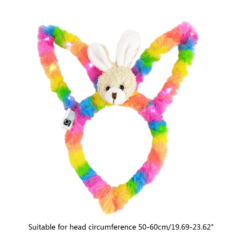 Băng Đô Tai Thỏ Phát Sáng Màu Sắc Cầu Vồng Ngọt Ngào Dành Cho Nữ