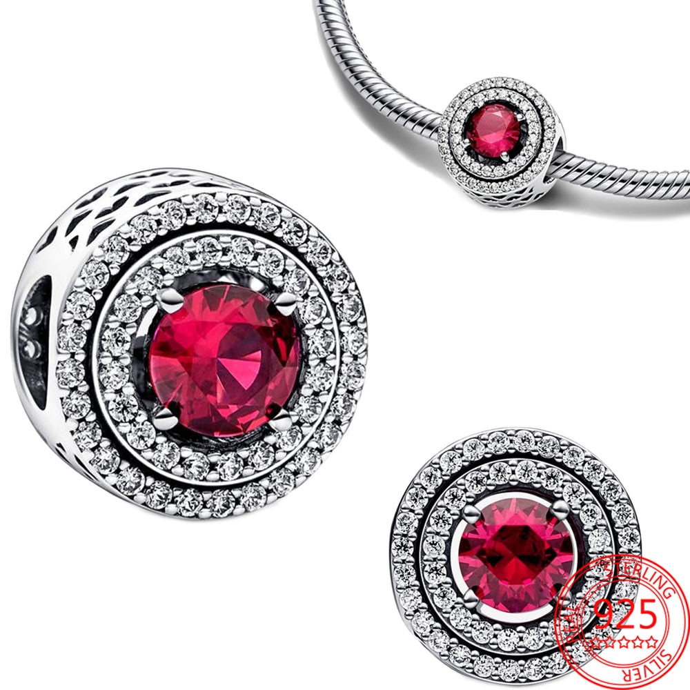 PANDORA Mặt Dây Chuyền Tròn Bằng Bạc Sterling 925 Lấp Lánh DIY Hàng Mới 2022