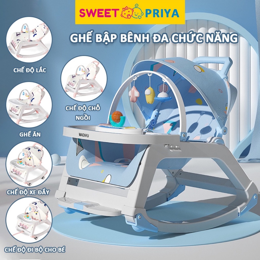 Nôi RUNG, ghế bập bênh- KIÊM NÔI, BẬP BÊNH 5 IN 1 cho bé cao cấp