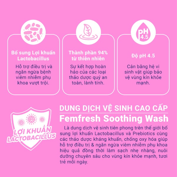 Combo Chăm Sóc Vùng Kín Sạch Sẽ, Thơm Mát Femfresh (DD Soothing Wash - Hồng 250ml + Xịt Active Deodorant - Xanh 125ml)