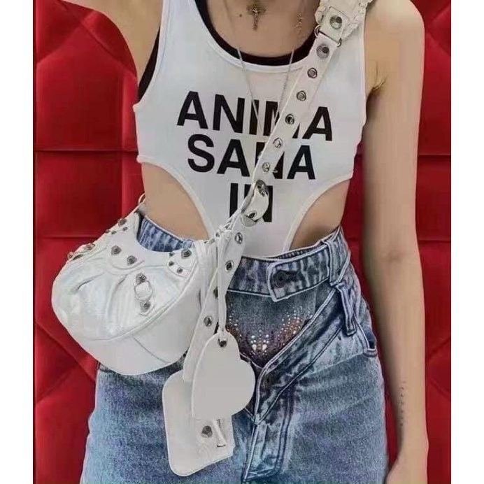 Túi kẹp nách viền đinh kèm ví phong cách sang chảnh size 24