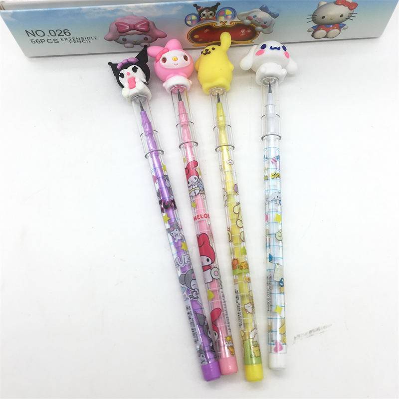 SANRIO Set 4 Bút Chì Ngòi Chống Trượt Họa Tiết Hoạt Hình Dễ Thương Dùng Làm Quà Tặng Cho Học Sinh
