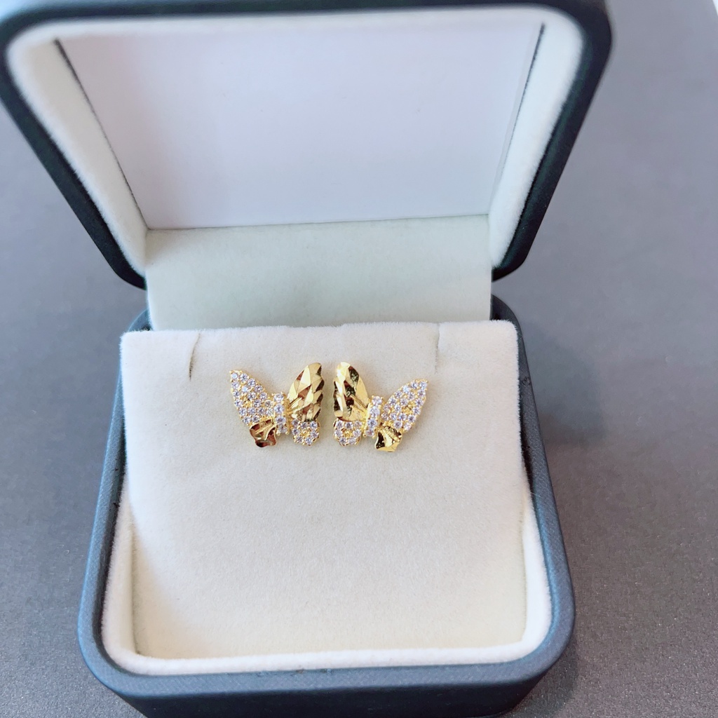 Bông tai bạc nữ có 2 màu xi bạch kim và mạ vàng 18K cao cấp JK Silver