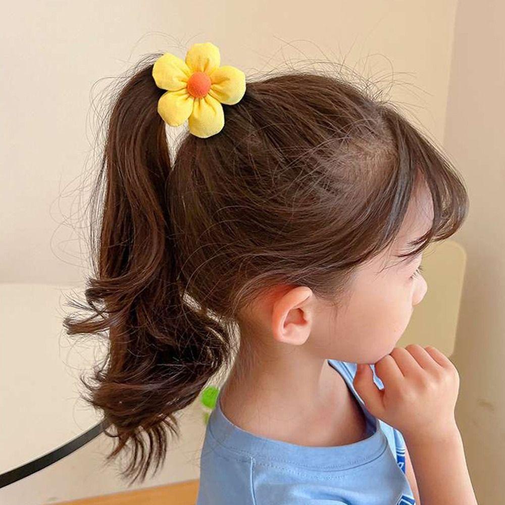 Dây Cột Tóc Đuôi Ngựa Co Giãn Đính Bóng Lông Nhỏ Đáng Yêu Cho Bé Gái