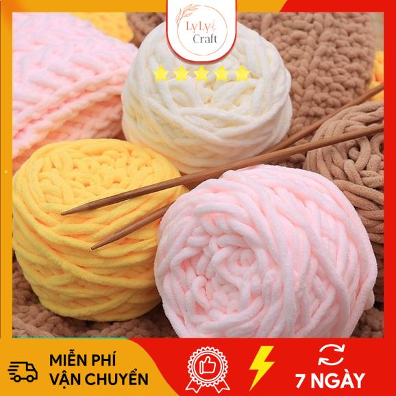 Len Nhung Đũa Gồm 59 Màu Cuộn 100gr Sợi 6mm, Len Bông Sữa Móc Túi Xách Gấu Dâu, Thú Len Dành Cho Người Mới Học Móc Len