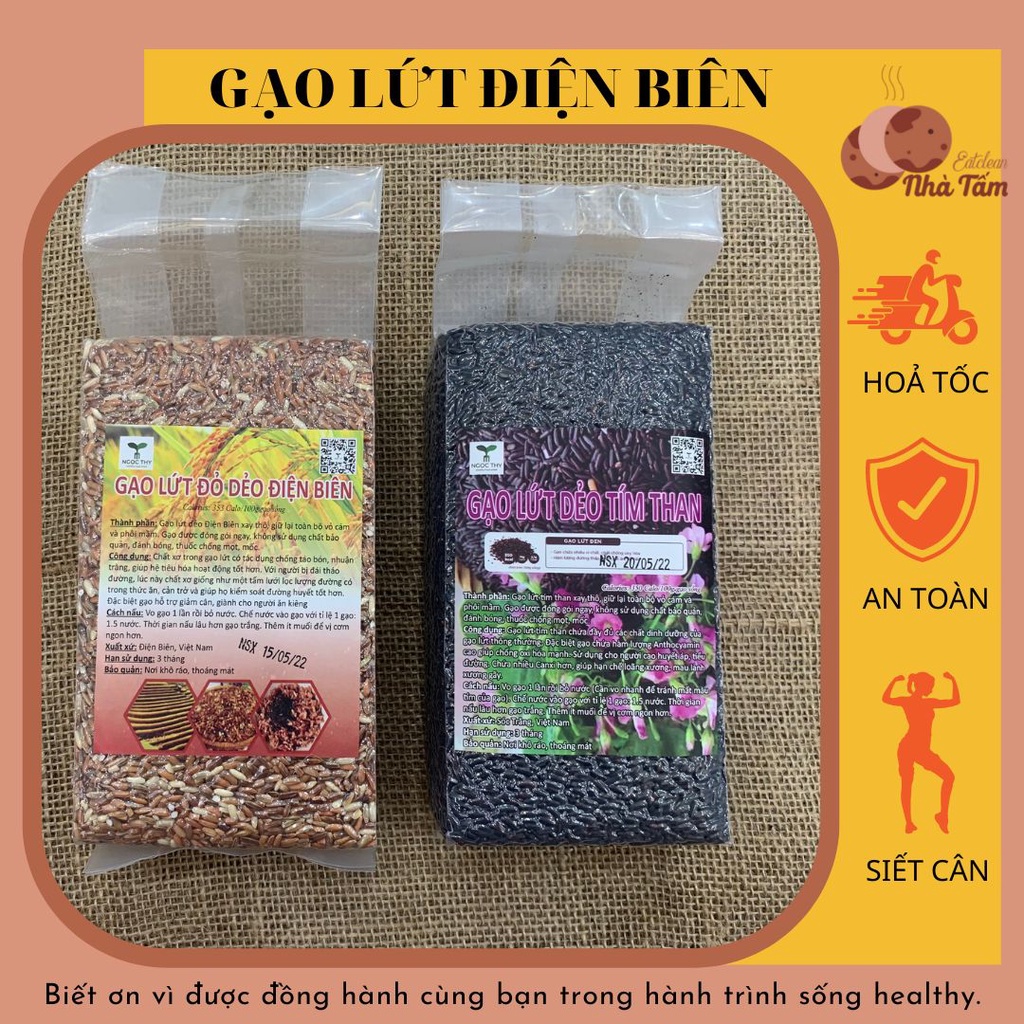 NT Food Gạo lứt dẻo Điện Biên nguyên cám ăn kiêng, thưc dưỡng gói 1kg