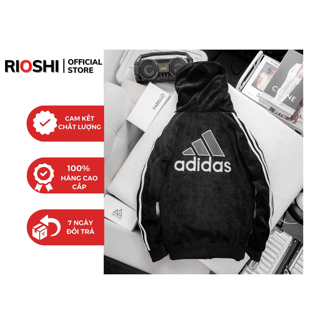 Bộ quần áo dài tay nam adidas chất nỉ nhung cực ấm Hàng cao cấp Rioshi RO60 Set đồ bộ nam mặc nhà đi chơi 2022