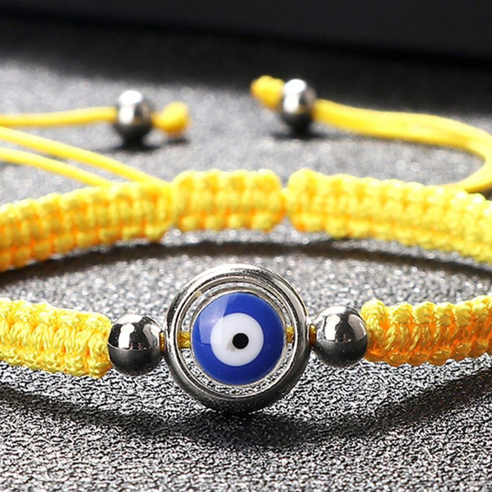 Vòng Tay Dây Bện Gắn Hình Mắt Quỷ Acrylic Nhiều Màu Sắc Phong Cách Bohemian WMES15H Cho Nữ
