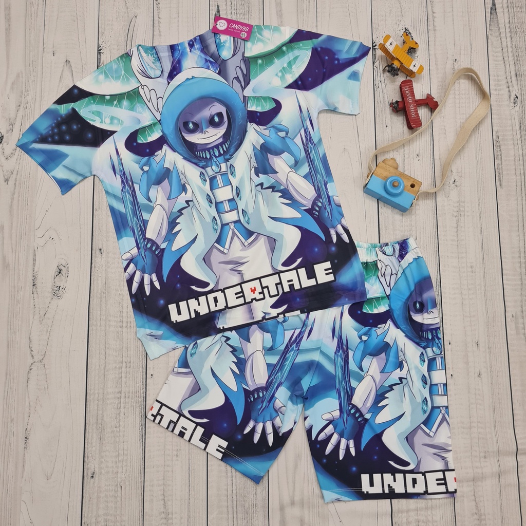 Đồ bộ bé trai, bộ thun lạnh cộc tay hình Game Undertale - Sans, Error Sans, Ink Sans bé trai size đại 10 -57kg