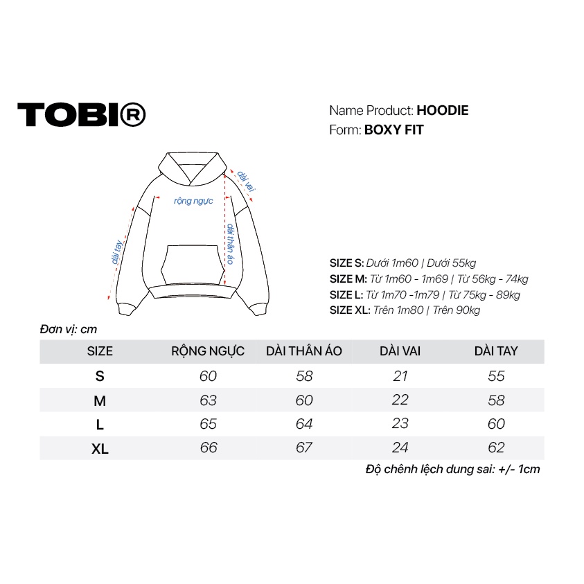 Áo hoodie tay dài 460gsm TOBI