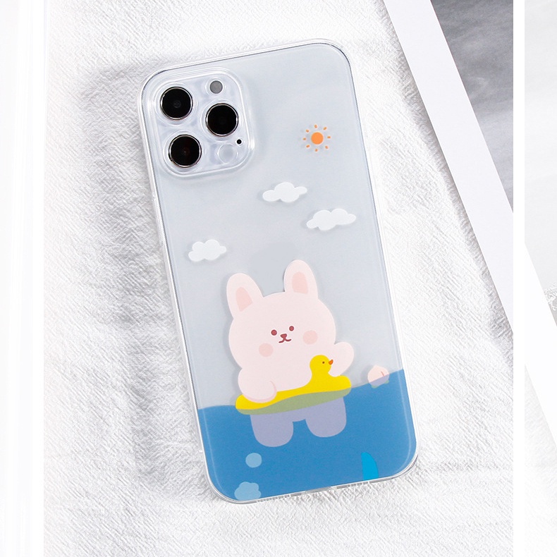 Ốp lưng iphone thỏ và bò độc đáo ốp trong suốt bảo vệ camera 6/7plus/8/8plus/x/xr/xs/11/12/13/14/pro/max/plus/promax
